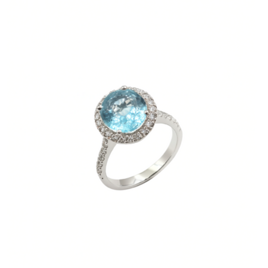 Anello Acquamarina Oro Bianco e Diamanti