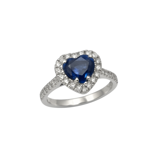 Sapphire and Diamonds White Gold Ring