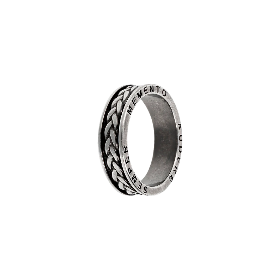 Anello Uomo Albert M Argento Fedina Texture Corda