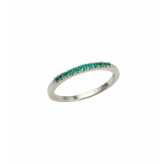 Anello Fedina Smeraldo Oro Bianco
