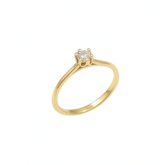 Anello Solitario Oro giallo Diamanti