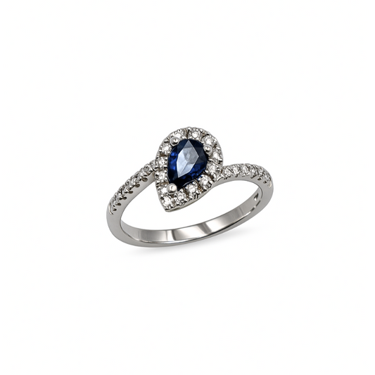 Anello Donna Mirco Visconti Oro Bianco Diamanti e Zaffiro