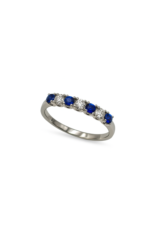 Anello Donna Mirco Visconti Fedina Oro Bianco Diamanti Zaffiro