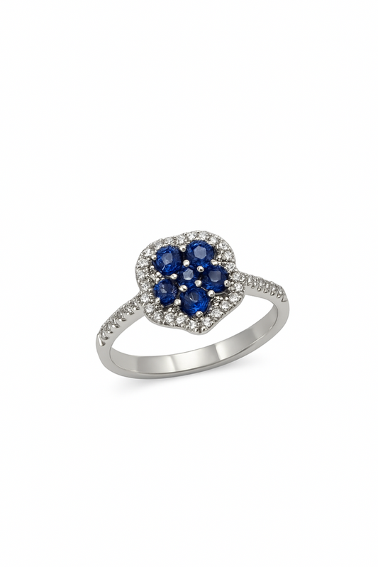 Sapphire and Diamonds White Gold Ring