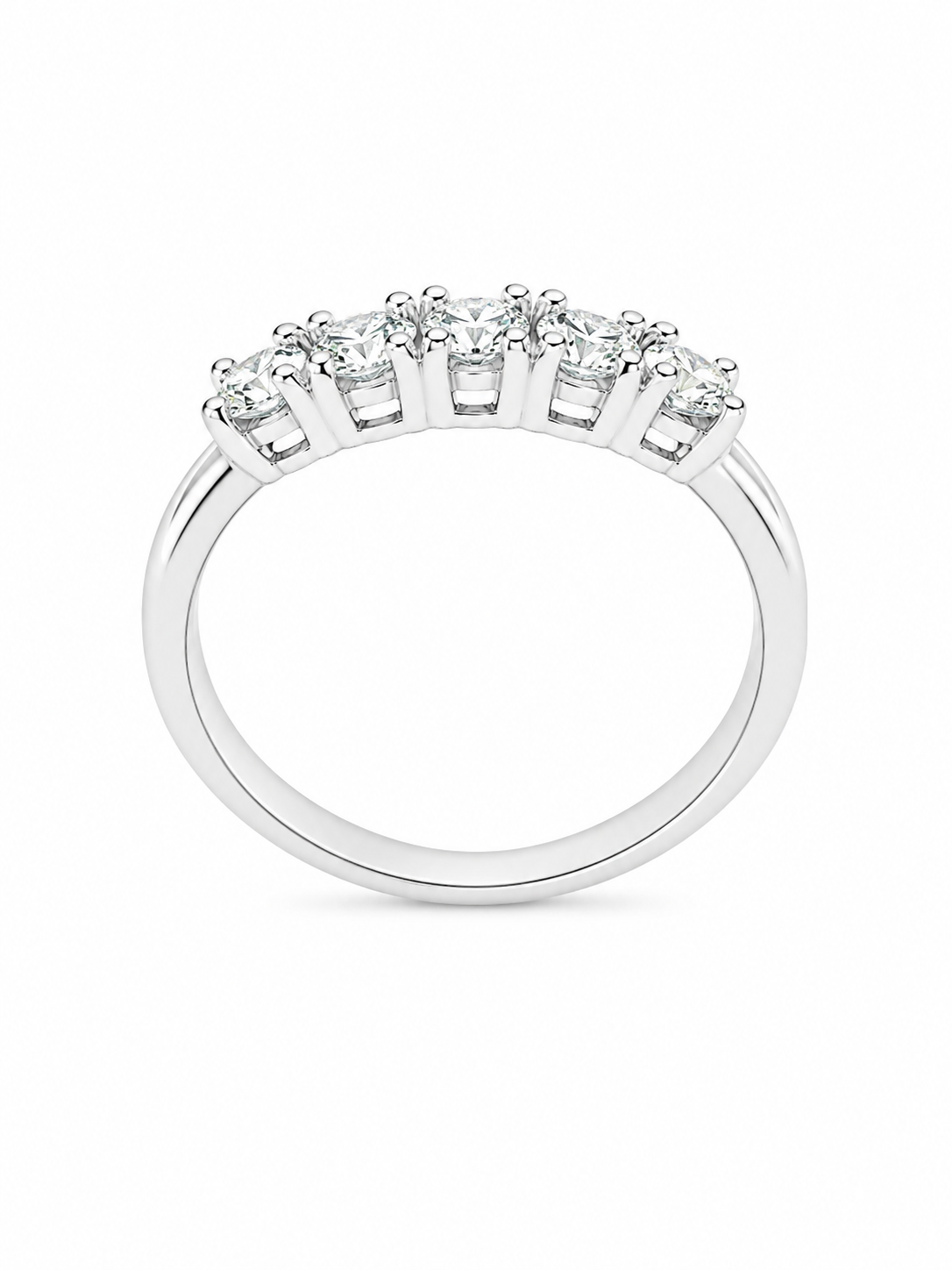 Anello donna Fantasia Fedina 5 pietre oro bianco e Diamanti