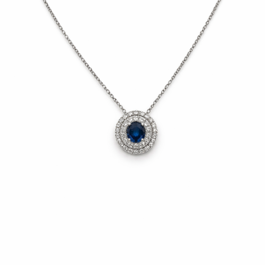 Collana Donna Mirco Visconti Zaffiro Oro Bianco e Diamanti