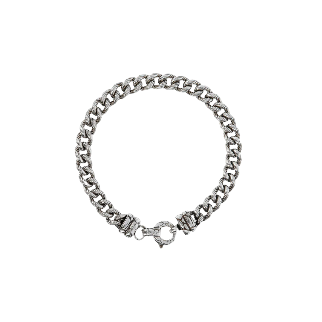 Bracciale Uomo Albert M Argento Catena Grumetta Texture Rigata