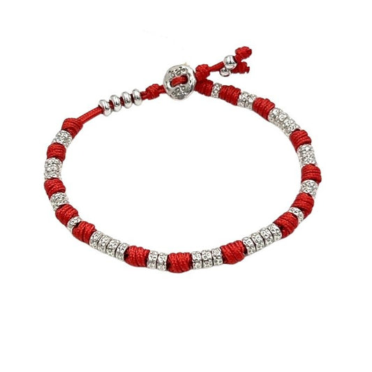 Bracciale Argento Donna Uomo J-Jo York Cordino Rosso