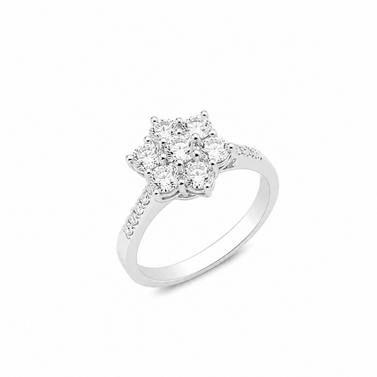 Anello Donna Davite&Delucchi Fantasia Fiore Oro Bianco e Diamanti