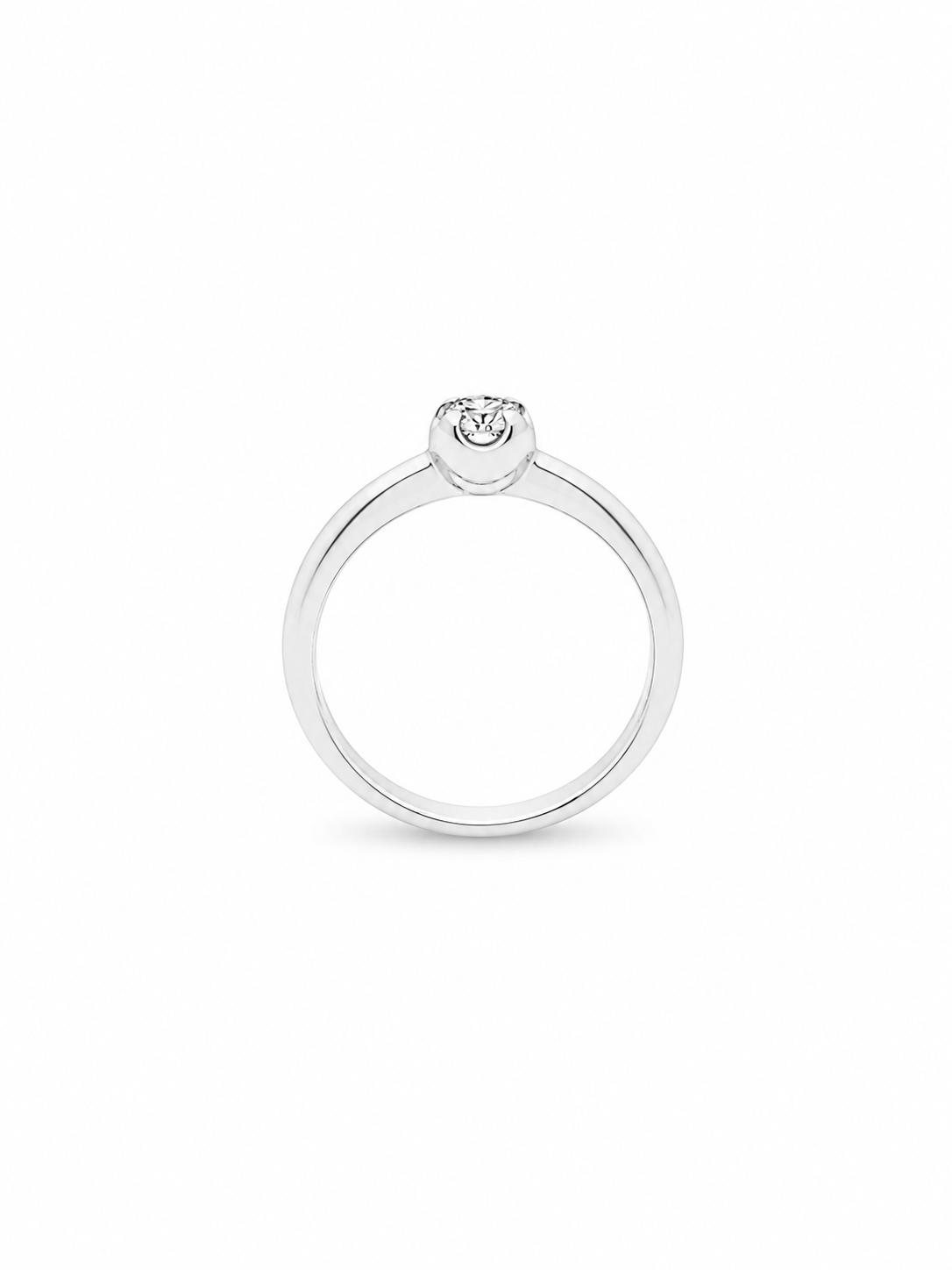 Anello Solitario Oro Bianco Diamanti