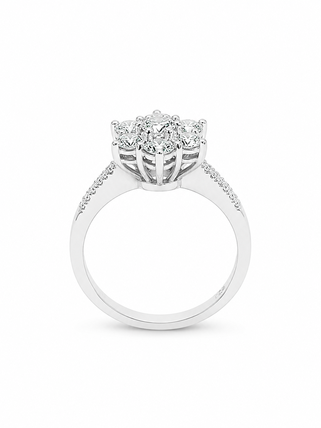 Anello Donna Davite&Delucchi Fantasia Fiore Oro Bianco e Diamanti