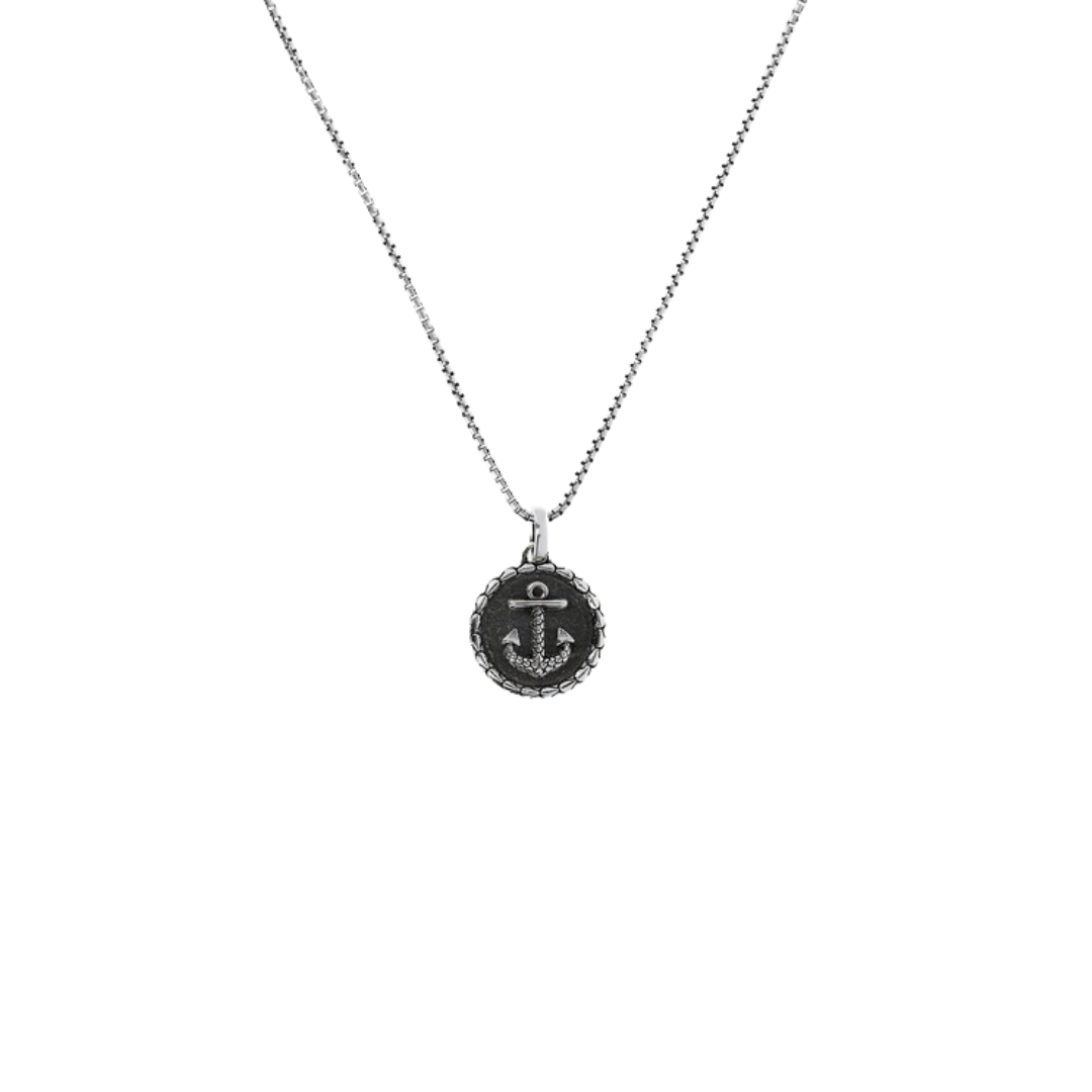 Collana Argento Uomo Albert M Medaglia Ancora