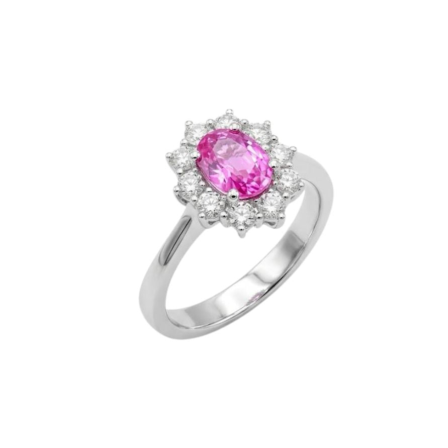 Sapphire and Diamonds White Gold Ring