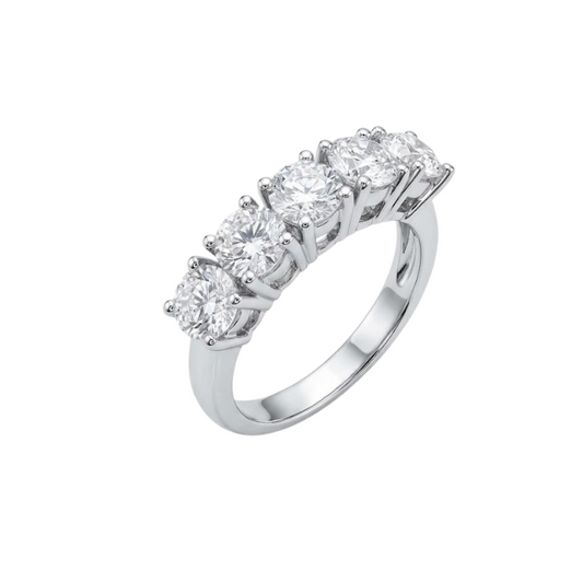 Anello Donna Fantasia Fedina 5 pietre Oro Bianco Diamanti Ct.2,50