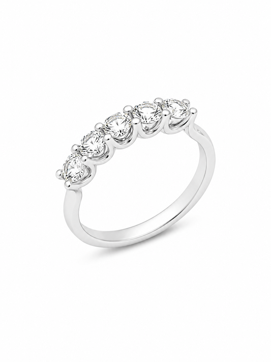 Anello donna Fantasia Fedina 5 pietre oro bianco e Diamanti