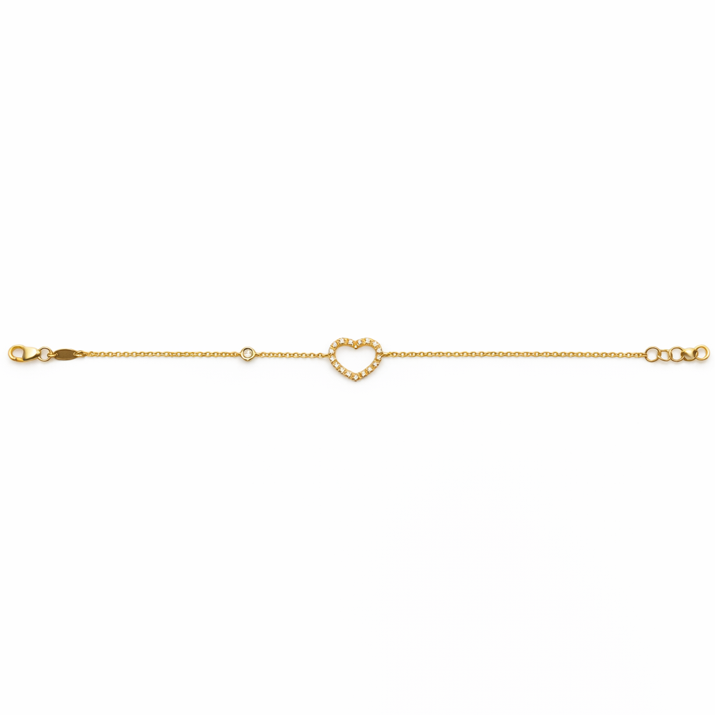 Bracciale Donna cuore oro giallo e diamanti naturali ct.0,10