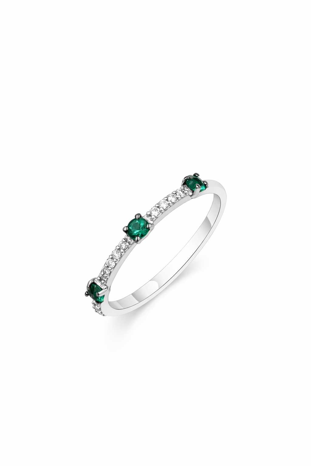 Anello Smeraldo Oro Bianco e Diamanti