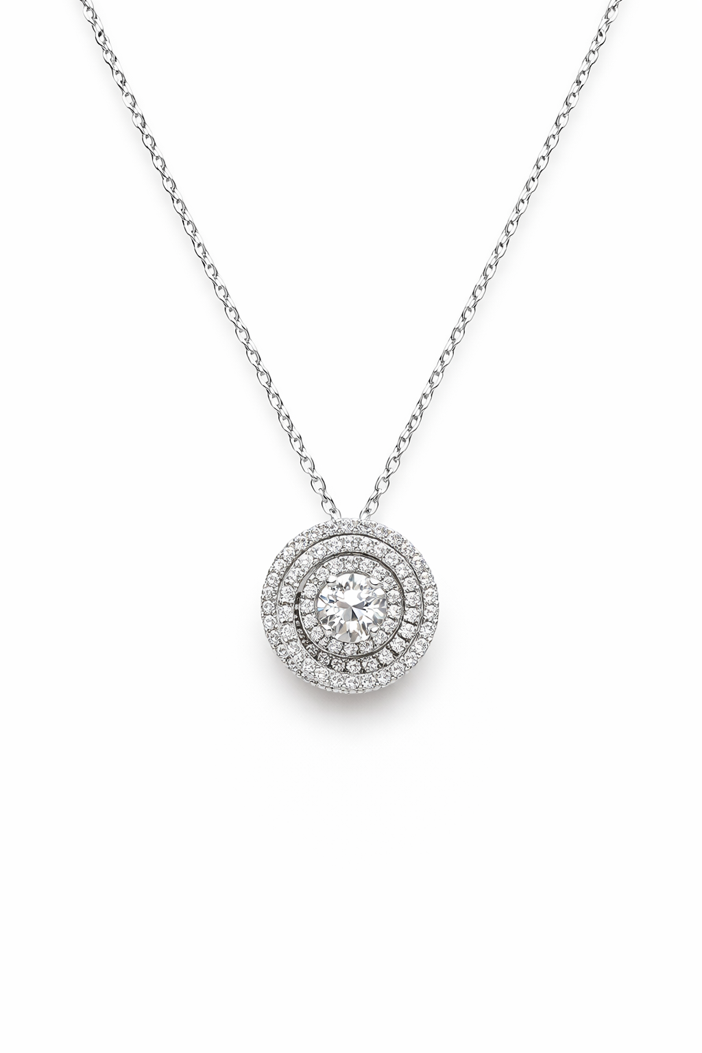 Collana Donna Punto Luce Pavè Oro Bianco e Diamanti Davite & Delucchi
