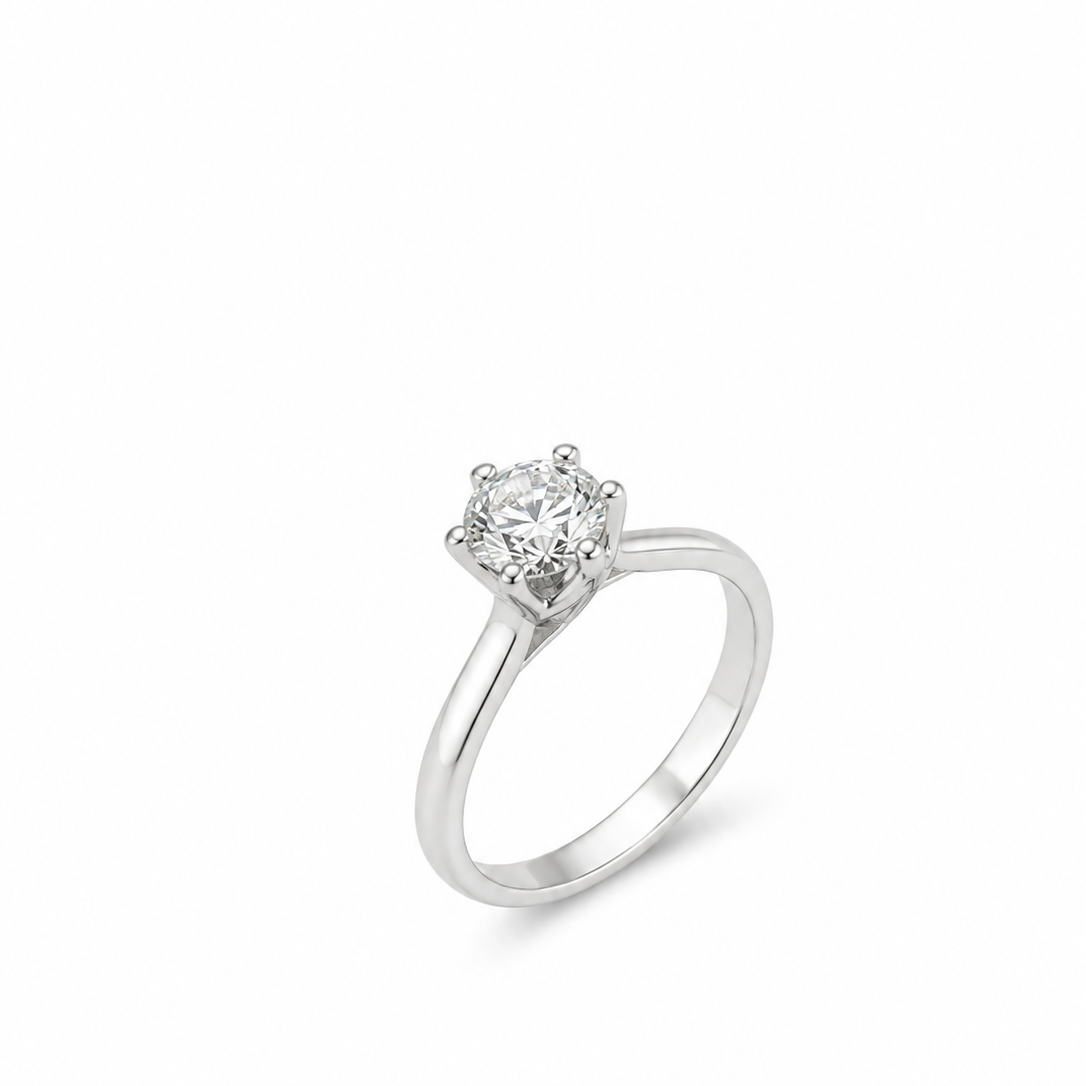Anello Solitario Oro Bianco Diamanti Ct. 0,90 G SI1