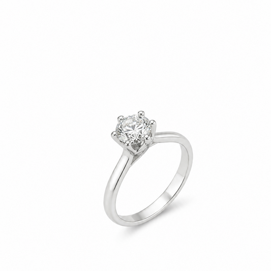 Anello Solitario Oro Bianco Diamanti Ct. 0,90 G SI1