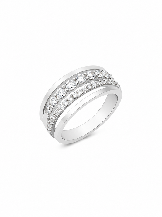 Anello donna Fantasia Fascia oro bianco e Diamanti