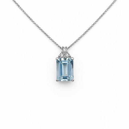 Collana Donna Acquamarina Taglio Rettangolare