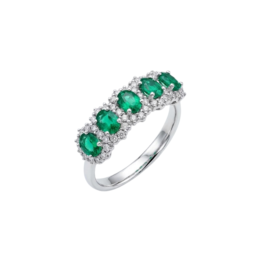 Anello Donna Mirco Visconti Fantasia Fedina Smeraldo Diamanti