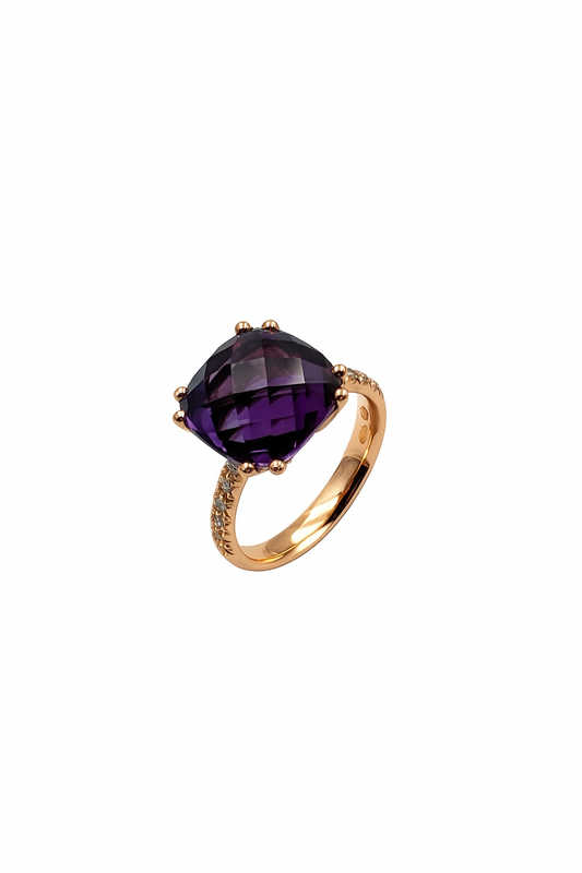 Anello Donna Semiprezioso oro rosa e ametista