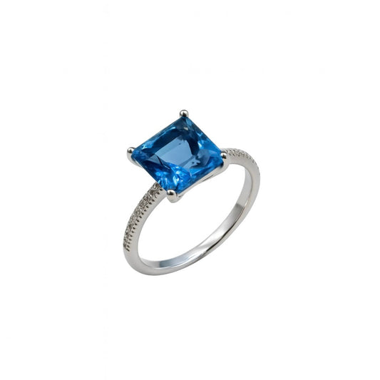 London Topaz Semi-Precious Woman Ring White Gold