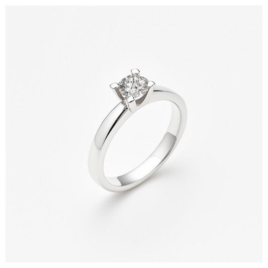 Anello Solitario Oro bianco Diamanti