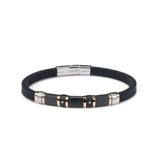 Bracciale Uomo Sovrani Acciaio Caucciù J5404