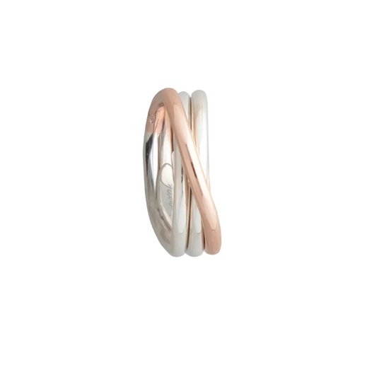 Anello Donna Filo della Vita 3 Fili Argento Oro Rosa