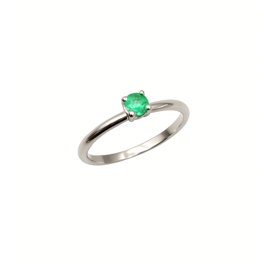 Anello  smeraldo e oro bianco