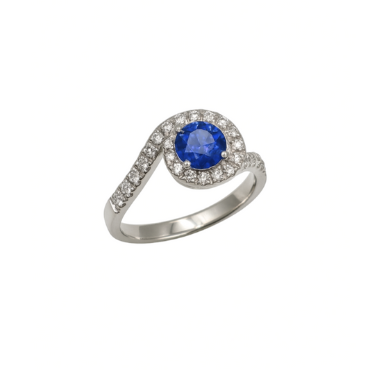 Sapphire and Diamonds White Gold Ring