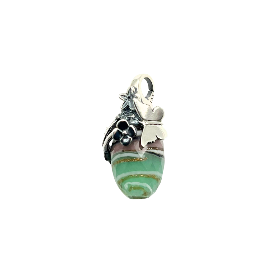 Trollbeads Ciondolo Pendente Argento Primavera in Fiore Sfaccettato Verde Viola