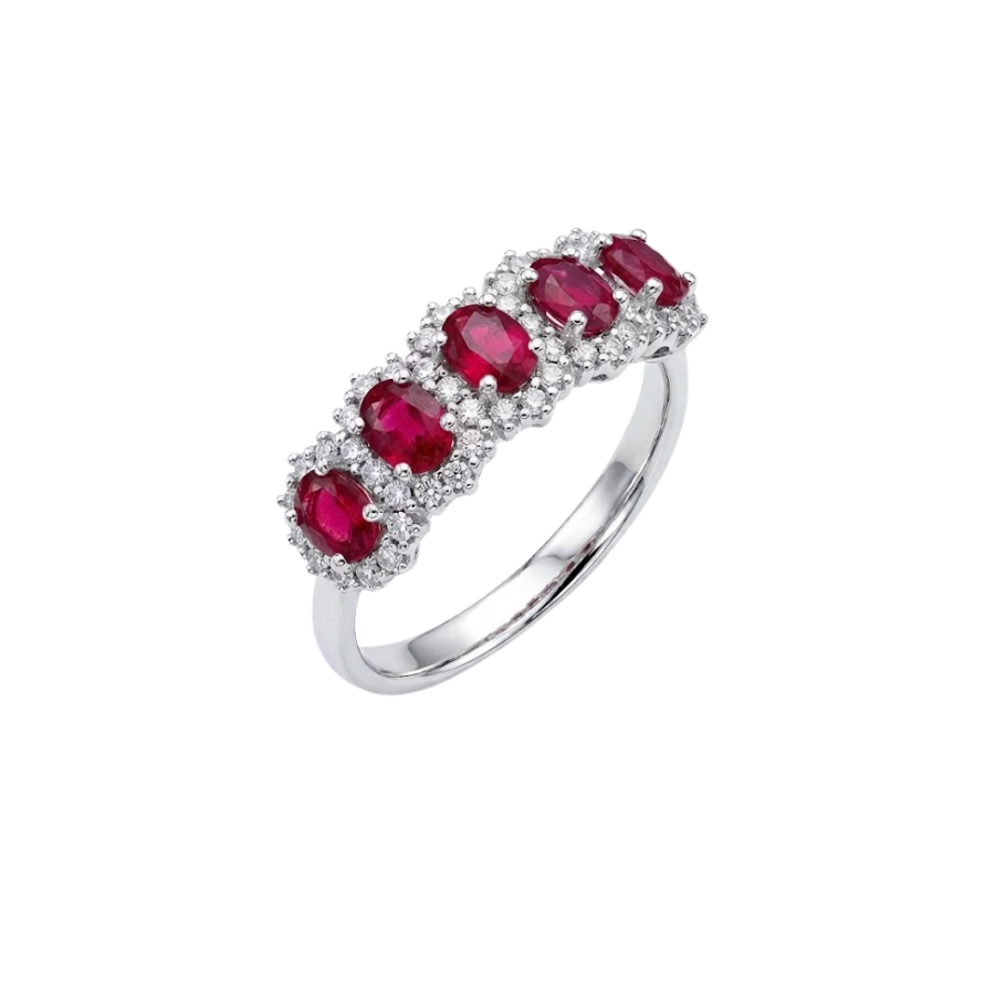 Anello Donna Mirco Visconti Fantasia Fedina Rubino Diamanti