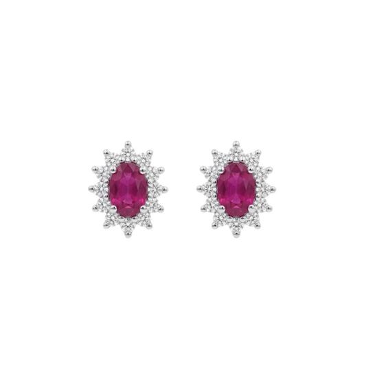 Earrings Color Ruby white gold and diamonds