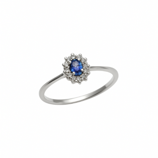 Anello  Zaffiro e Diamanti