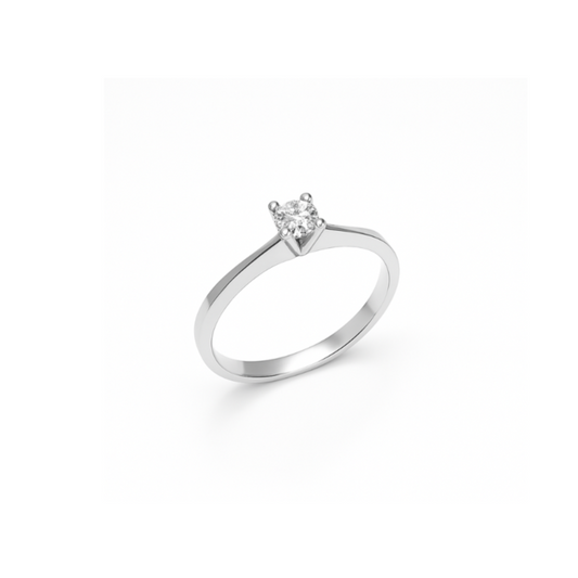 Anello Solitario Oro bianco e Diamanti