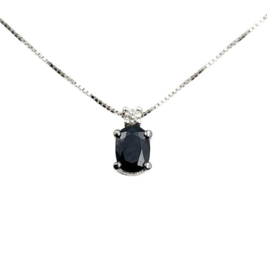 Collana Donna Oro Bianco Diamanti Zaffiro