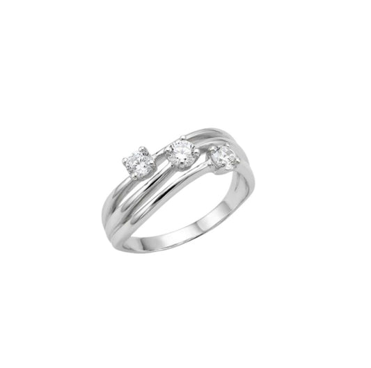 Anello Oro Bianco Zirconi Trilogy Fantasia