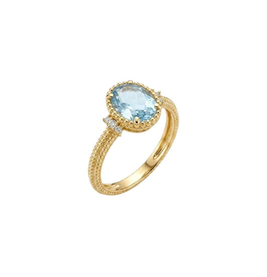 Anello Oro Giallo Topazio Azzurro Ovale
