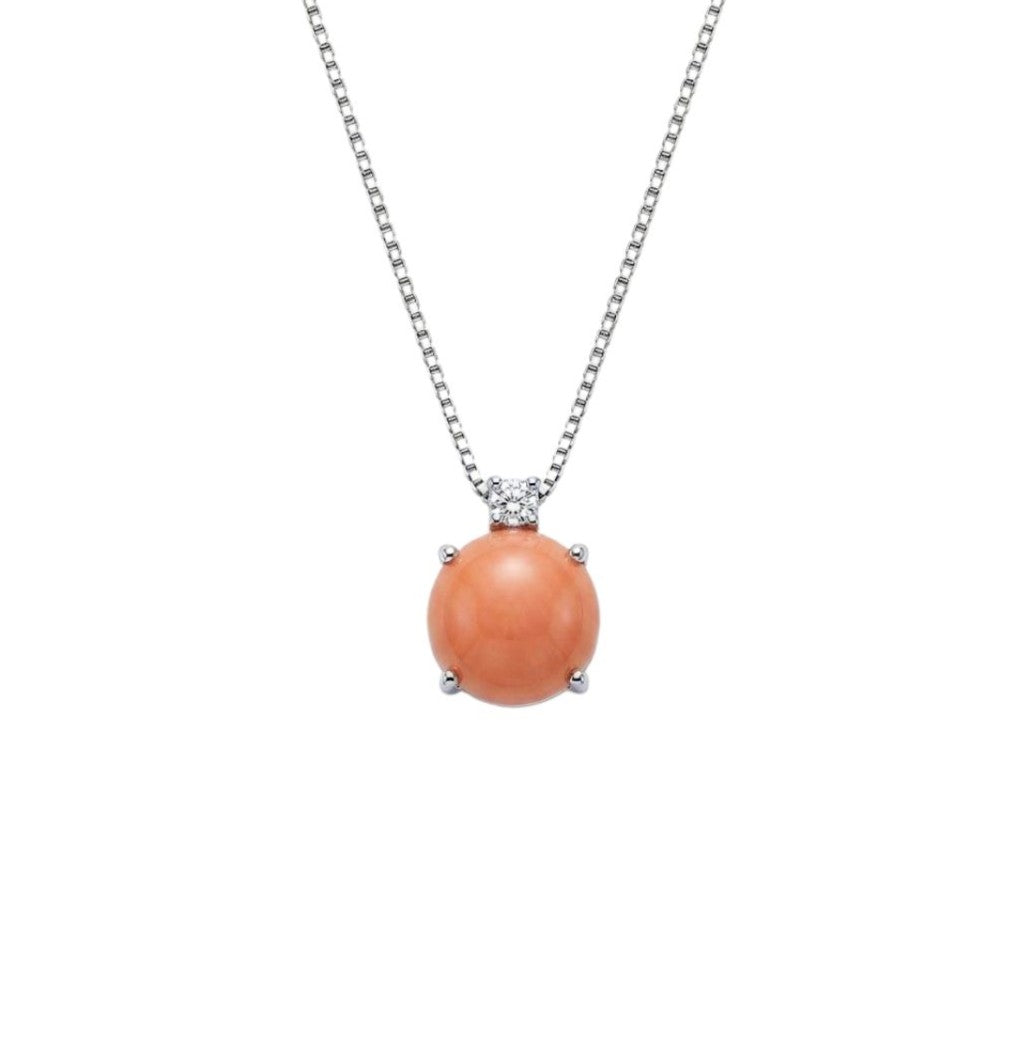 Collana Donna Oro Corallo Diamante