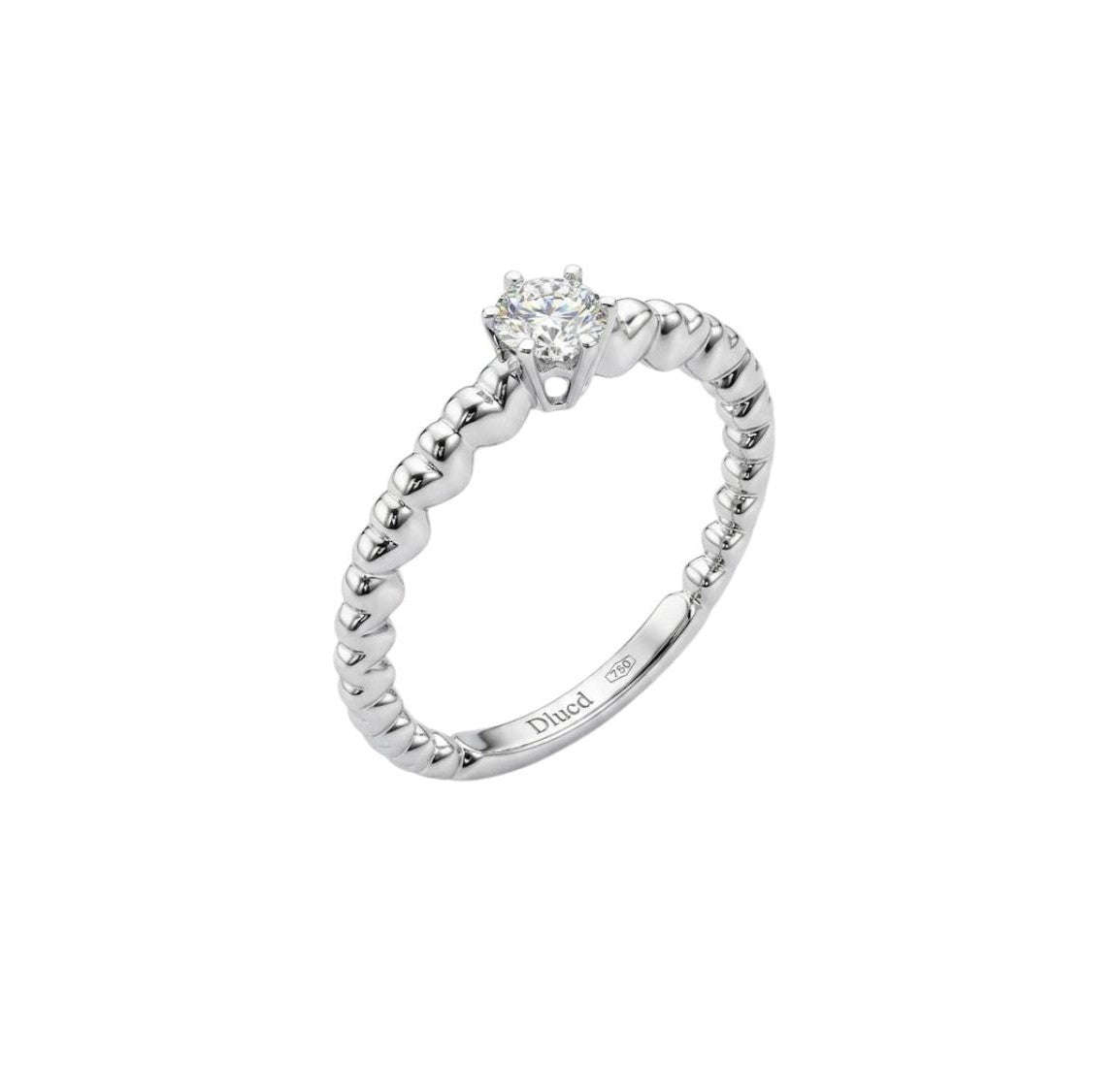 Anello Solitario Oro Bianco Diamanti
