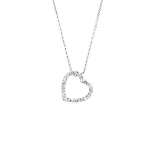 Woman Heart Necklace White Gold and Golay Diamonds