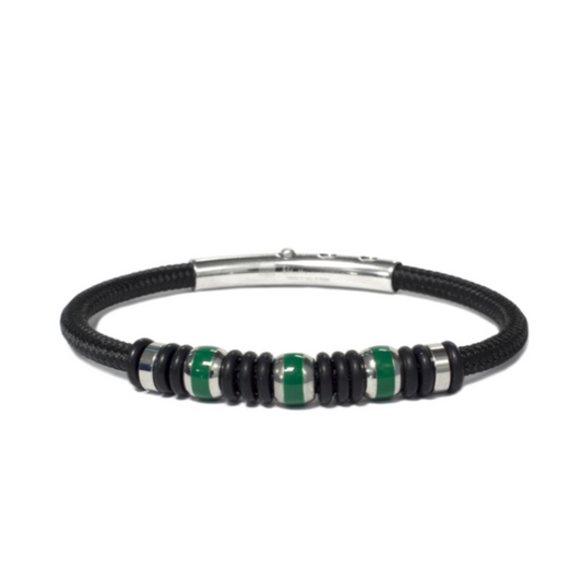 Bracciale Uomo Borsari Acciaio Smalto Verde BRSAT00D