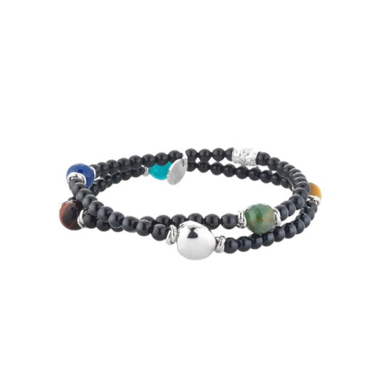 Bracciale Uomo Gerba Argento Pietre Double Julien 471
