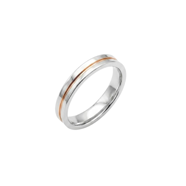 Anello Fedina Oro bianco e rosa
