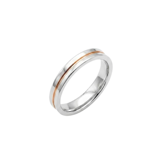 Anello Fedina Oro bianco e rosa