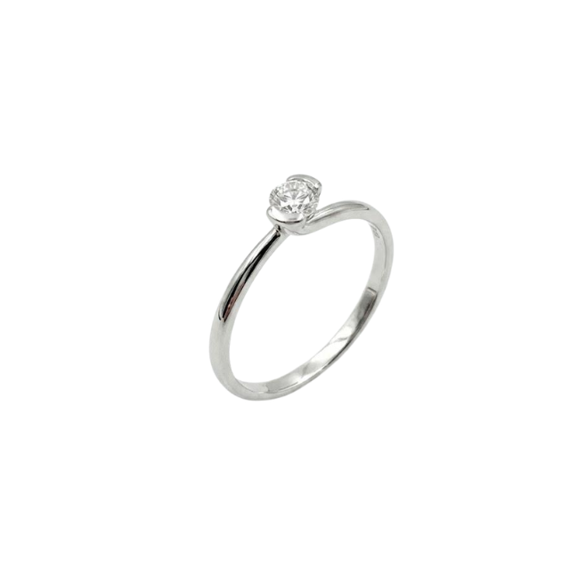 Anello Solitario Oro Bianco Diamanti
